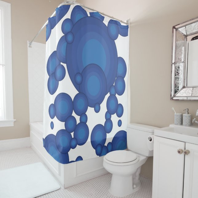 The Blue 70's year styling circle Shower Curtain (In Situ)