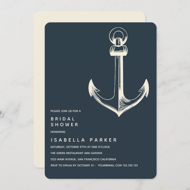 The Blue Anchor | Wedding Bridal Shower Invitation (Front/Back)