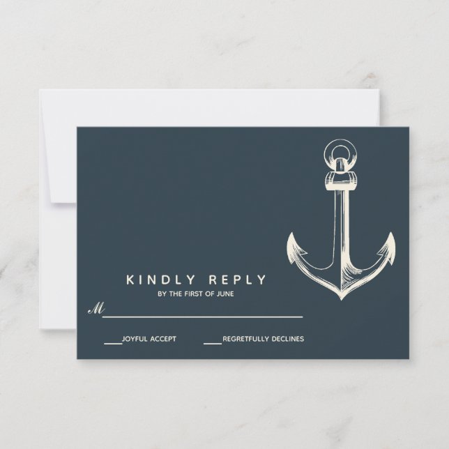 The Blue anchor | Wedding RSVP Card (Front)