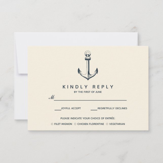 The Blue Anchor | Wedding RSVP with meal choise Card (Front)