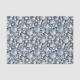 The Blue and Silver Christmas Bulb Series Design 6 Tissue Paper