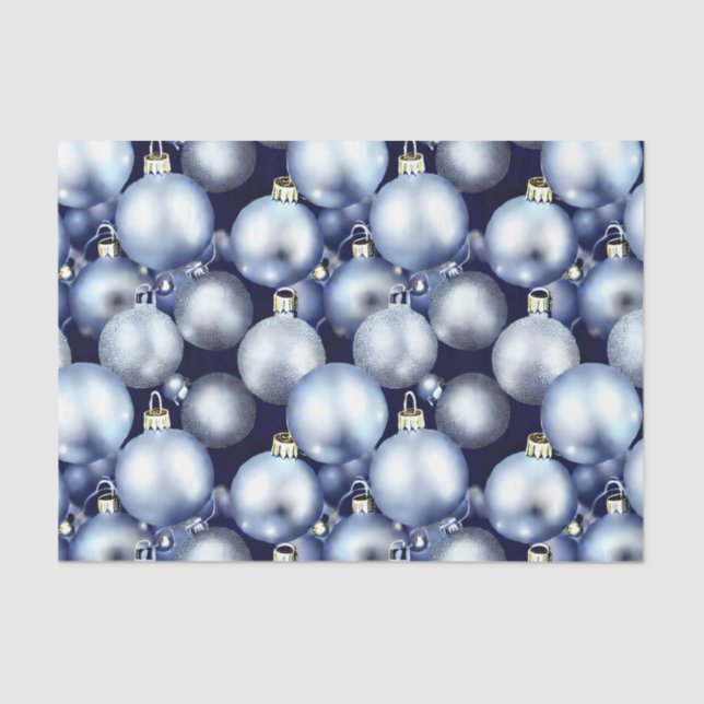 The Blue and Silver Christmas Bulb Series Design 9 Tissue Paper (Front)