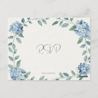 The Blue Bloom Elegant Dusty Hydrangea Garden RSVP Postcard