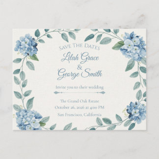 The Blue Bloom Elegant  Garden Save The Dates card