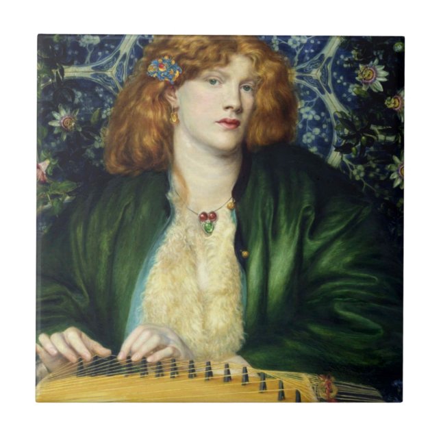 The Blue Bower (by Dante Gabriel Rossetti) Ceramic Tile (Front)