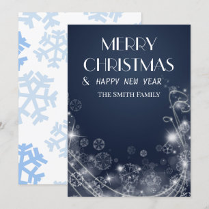 The blue colour of snowflakes and Santa Claus Holi Holiday Card