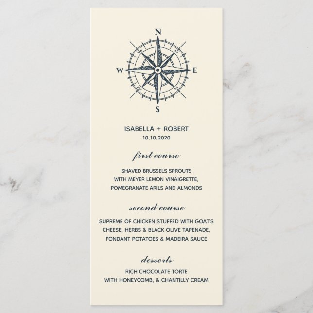 The Blue Compass | Nautical Wedding Menu (Front)