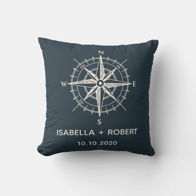 The Blue Compass | Wedding Keepsake Cushion (Front)
