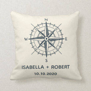 The Blue Compass Wedding Keepsake Cushion