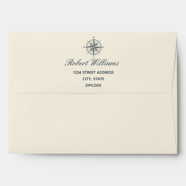 The Blue Compass | Wedding Personalised Envelope (Back (Top Flap))