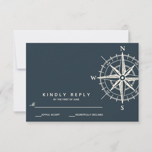 The Blue Compass | Wedding RSVP (Front)