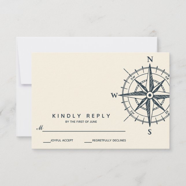 The Blue Compass | Wedding RSVP Card (Front)