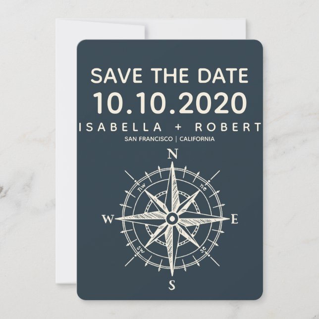The Blue Compass | Wedding Save the Date (Front)