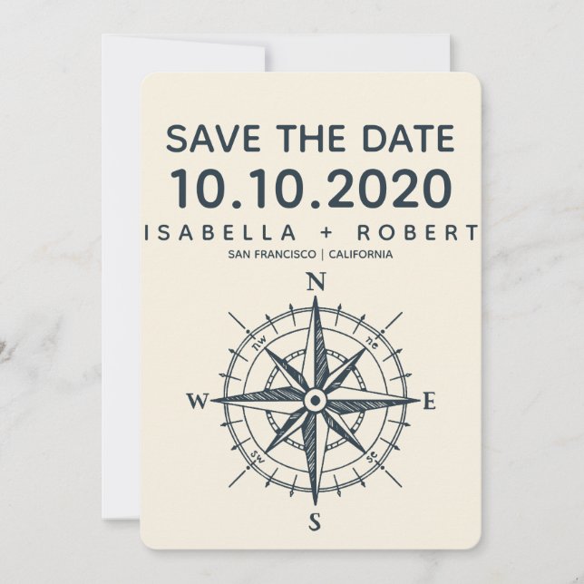 The Blue Compass | Wedding Save the Date (Front)