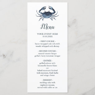 The Blue Crab Nautical Wedding Menu