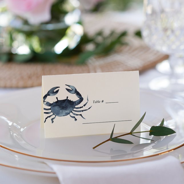 The Blue Crab | Nautical Wedding table place Place Card (Creator Uploaded)