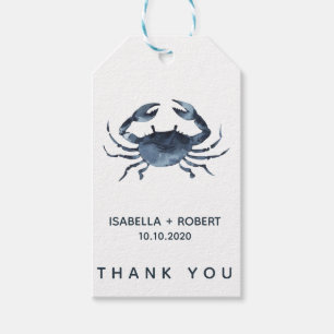The Blue Crab Wedding Thank you FAVOR Gift Tags