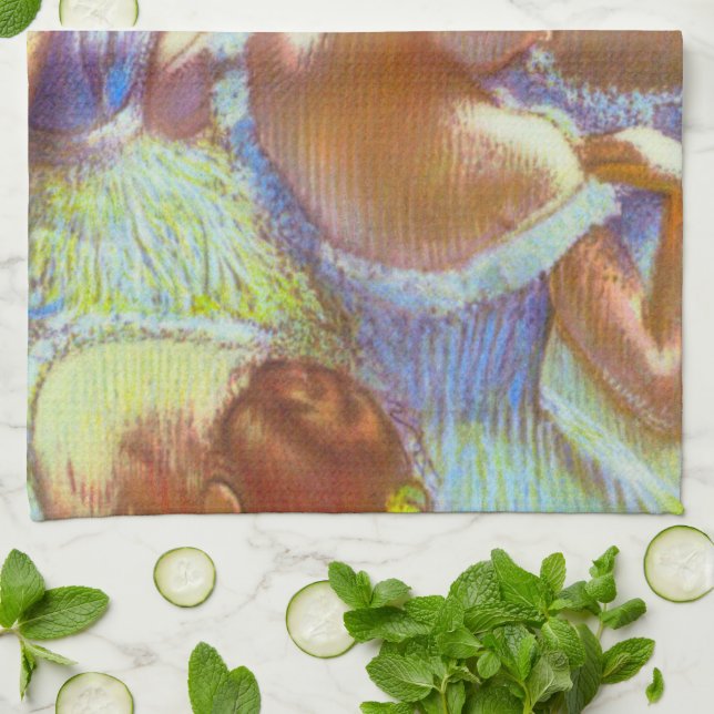 The Blue Dancers by Edgar Degas Tea Towel (Folded)