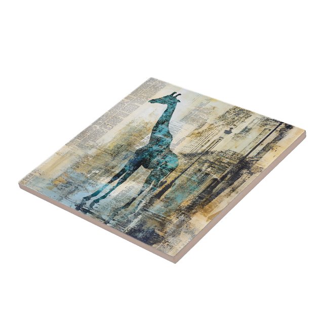 The Blue Giraffe In Paris Ceramic Tile (Side)