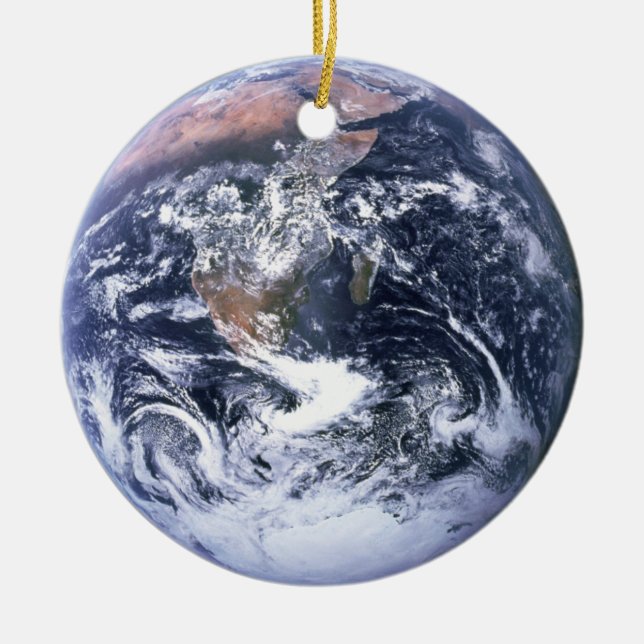 The Blue Marble Earth Photo Ceramic Ornament (Front)