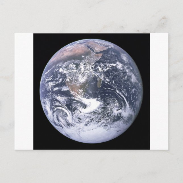 "The Blue Marble" Earth seem from Apollo 17 Postcard (Front)