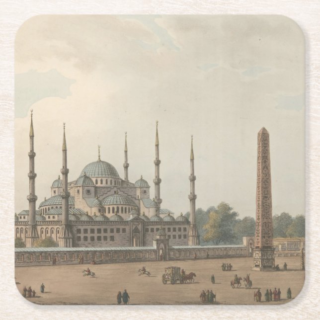 The Blue Mosque of Sultan Ahmed, Istanbul, Turkey Square Paper Coaster (Front)