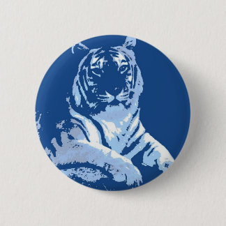 The Blue Pop Art Tiger 6 Cm Round Badge