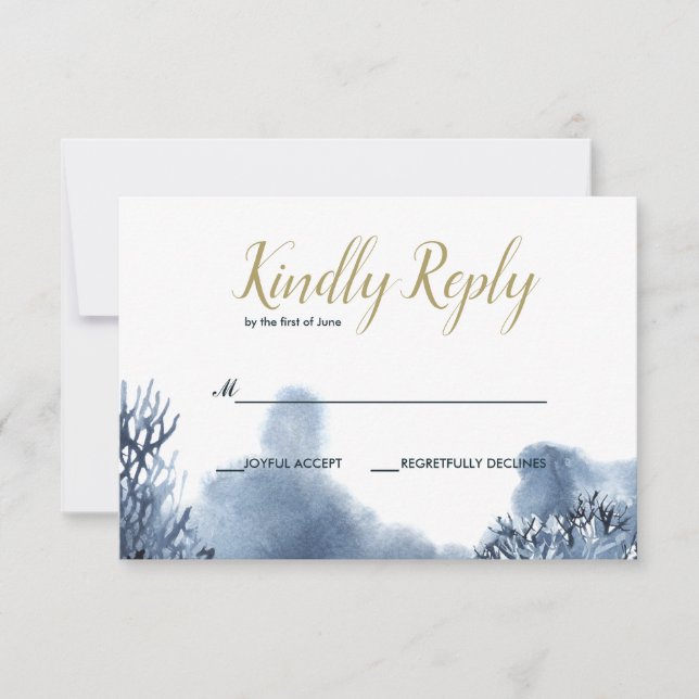 The blue Reef | Nautical Wedding RSVP Card (Front)
