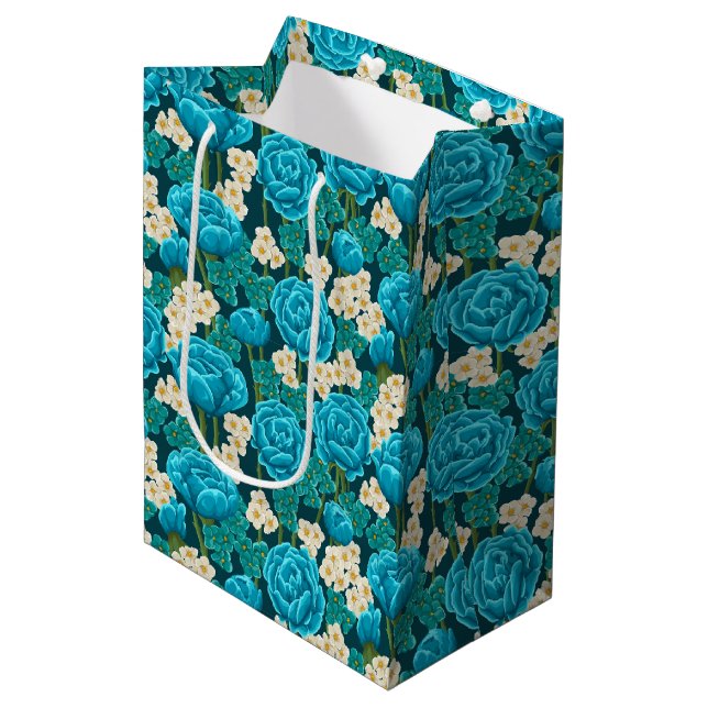 The Blue Rose Medium Gift Bag (Front Angled)