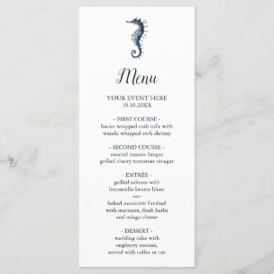 The Blue Seahorse Nautical Wedding Menu