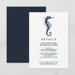 The Blue Seahorse Wedding Guest Details Invitation