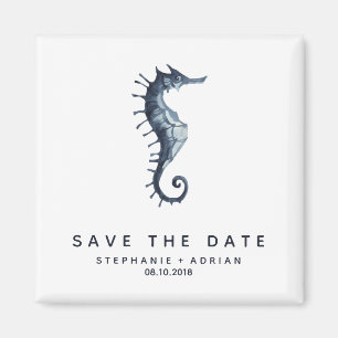 The Blue Seahorse   Wedding Save the Date Favour Magnet