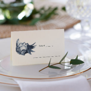 The Blue Seashell   Nautical Wedding table place Place Card