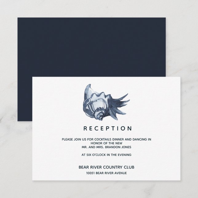 The Blue Seashell | Wedding Reception Enclosure Invitation (Front/Back)
