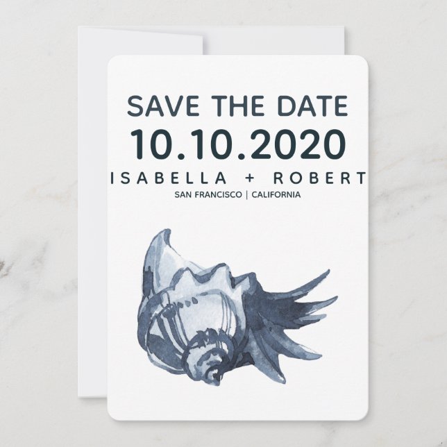 The Blue Seashell | Wedding Save the Date (Front)