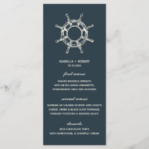 The Blue Ship's Wheel Nautical Wedding Menu
