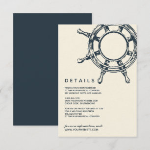 The Blue Ship's wheel Wedding Guest Details Invitation
