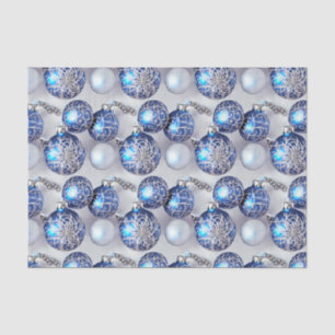 The Blue & Silver Christmas Bulb Series Design 10 Tissue Paper
