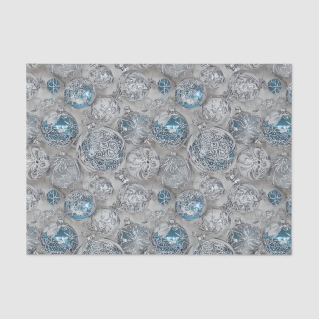 The Blue & Silver Christmas Bulb Series Design 11 Tissue Paper (Front)