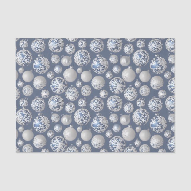 The Blue & Silver Christmas Bulb Series Design 14 Tissue Paper (Front)