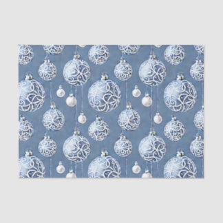 The Blue & Silver Christmas Bulb Series Design 15 Tissue Paper