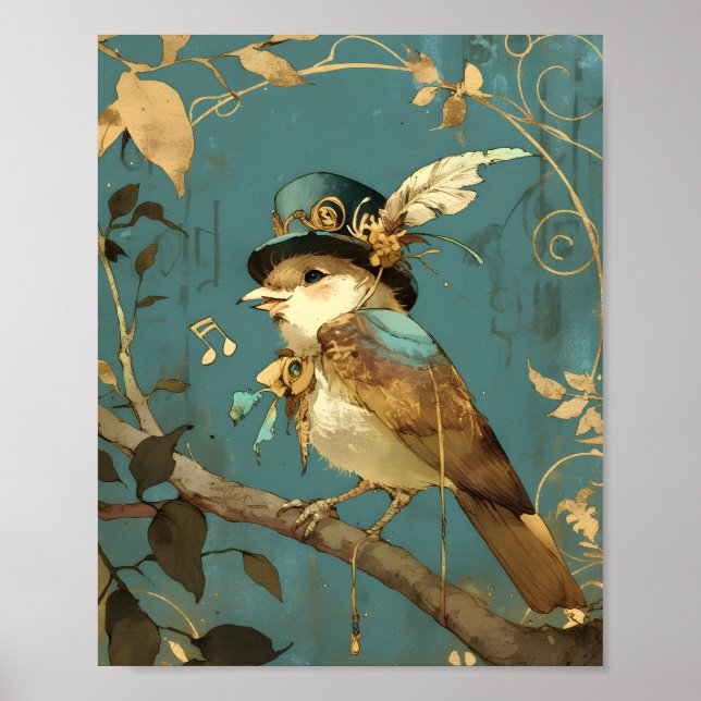 The blue songbird | Design for Nursery Wall Art (Front)