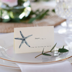 The Blue Starfish    Nautical Wedding table place Place Card