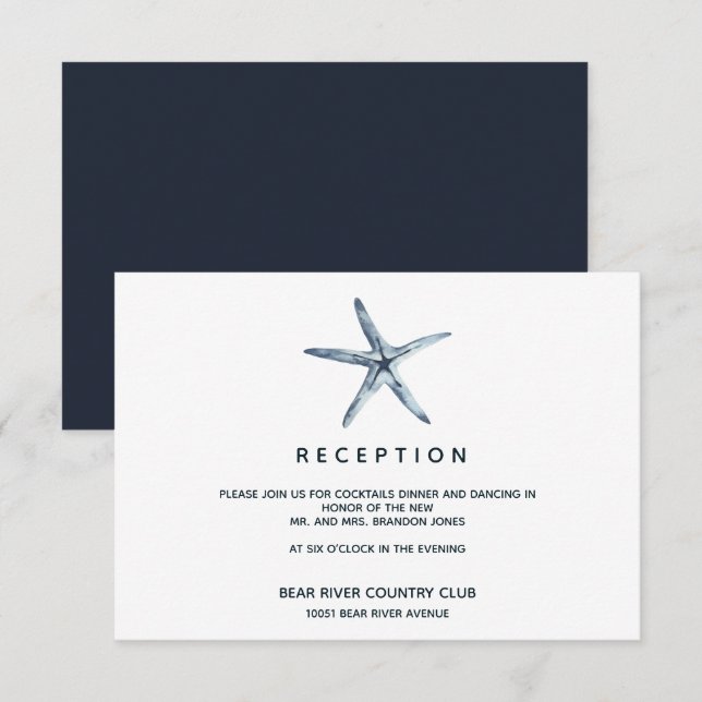 The Blue Starfish | Wedding Reception Enclosure Invitation (Front/Back)