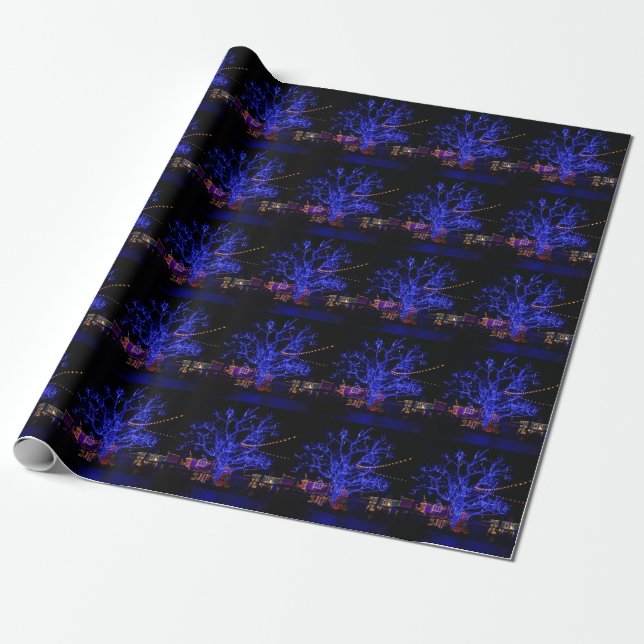 The Blue Tree Wrapping Paper (Unrolled)