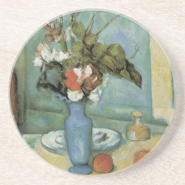 The Blue Vase (Flowers and Fruit) by Paul Cezanne Coaster (Front)