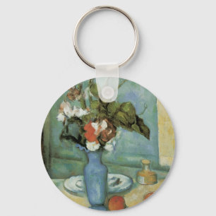 The Blue Vase (Flowers and Fruit) by Paul Cezanne Key Ring