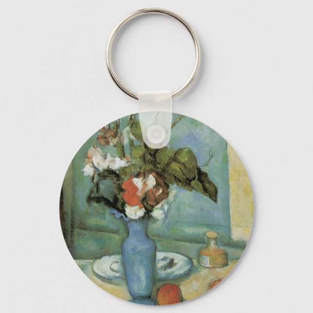The Blue Vase (Flowers and Fruit) by Paul Cezanne Key Ring (Front)