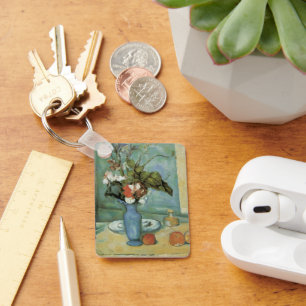 The Blue Vase (Flowers and Fruit) by Paul Cezanne Key Ring