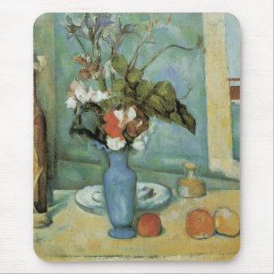 The Blue Vase (Flowers and Fruit) by Paul Cezanne Mouse Pad